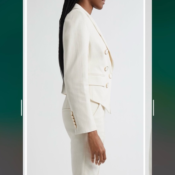 Veronica Beard Diego Stretch Cotton Dickey Jacket in Ecru Size 10 - Picture 4 of 13
